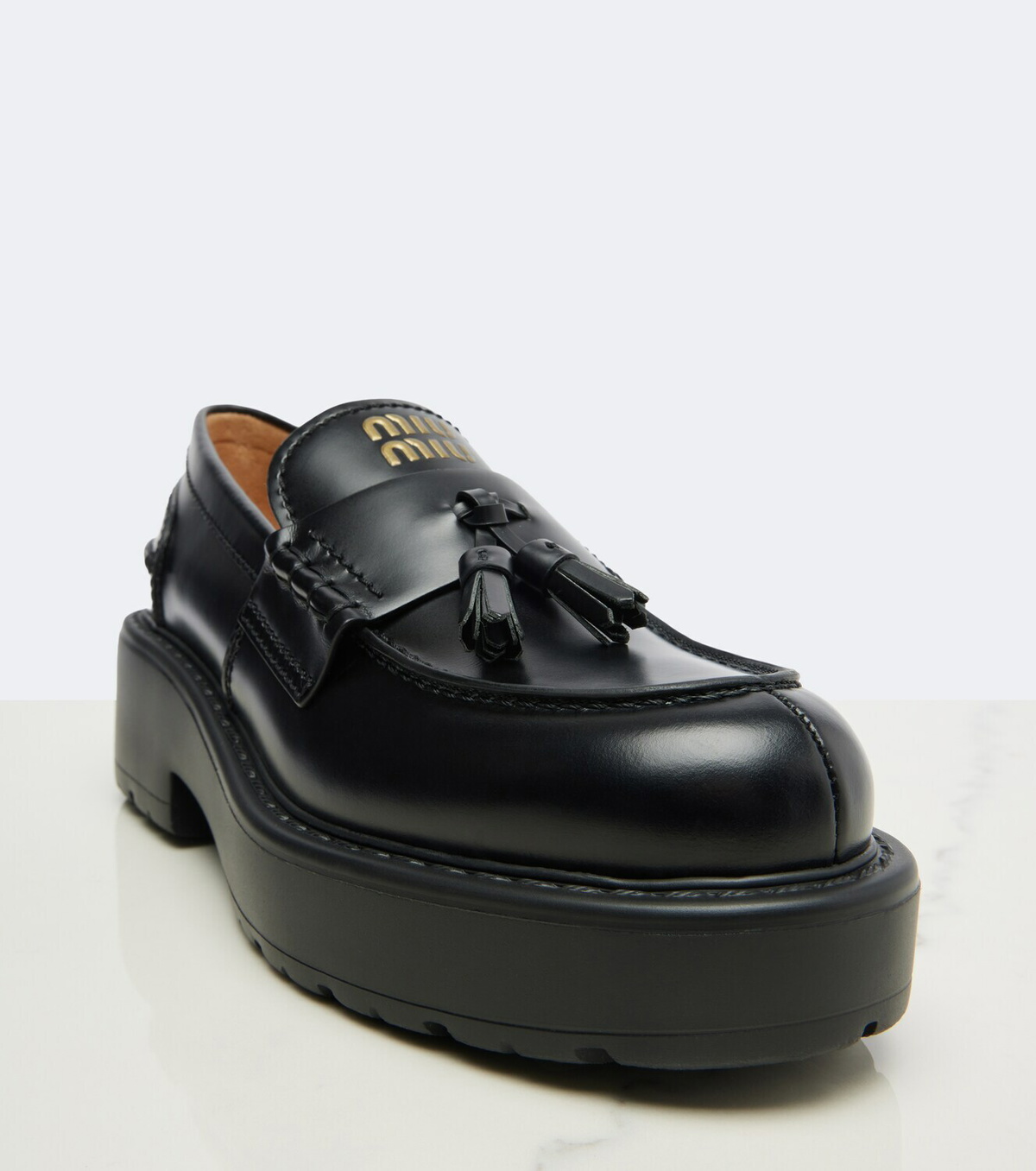 Miu Miu Leather platform loafers