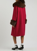 Sister Jane Sculpture Faux Fur-trimmed Felt Coat Red