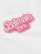 Balmain - Barbie Logo-Appliquéd Cotton-Jersey T-Shirt - White