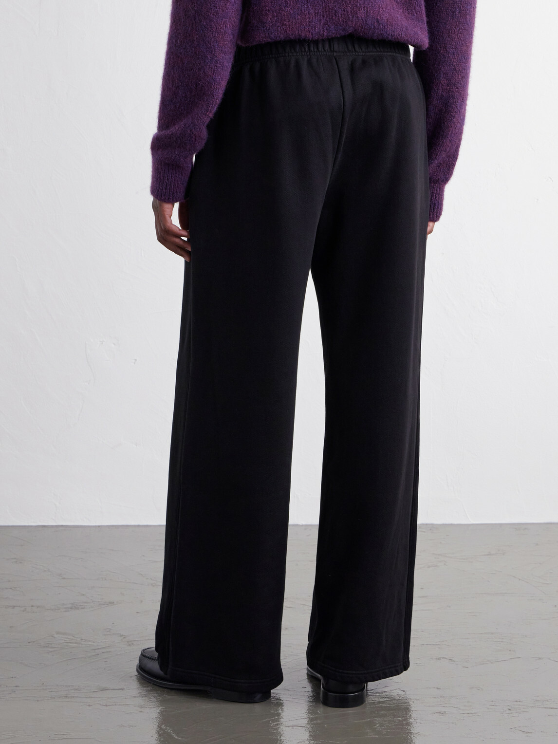 Les Tien - Party Wide-Leg Garment-Dyed Cotton-Fleece Sweatpants - Black