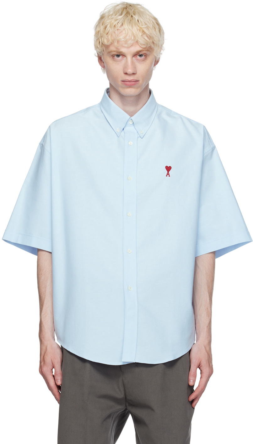 AMI Alexandre Mattiussi Blue Ami de Cœur Shirt AMI Alexandre Mattiussi