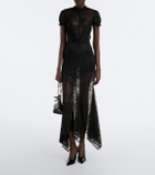 The Attico Semi-sheer asymmetric lace midi dress