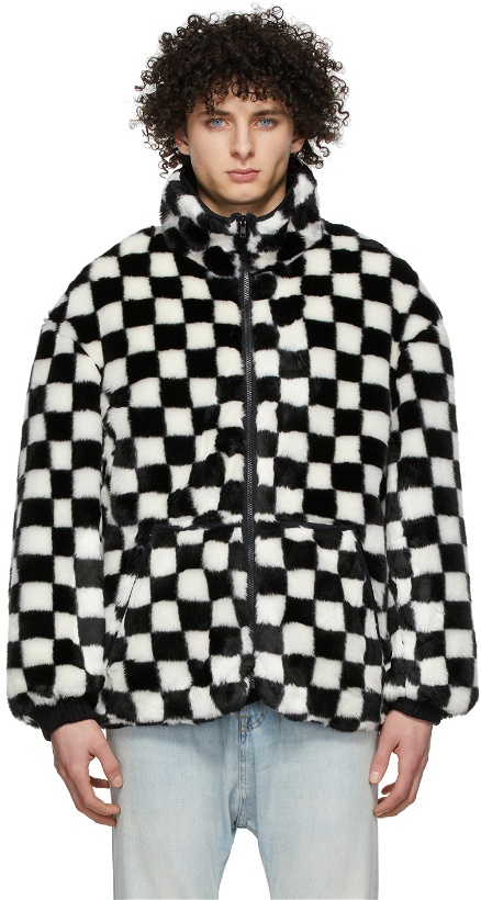 Photo: R13 Black & White Checker Faux-Fur Jacket