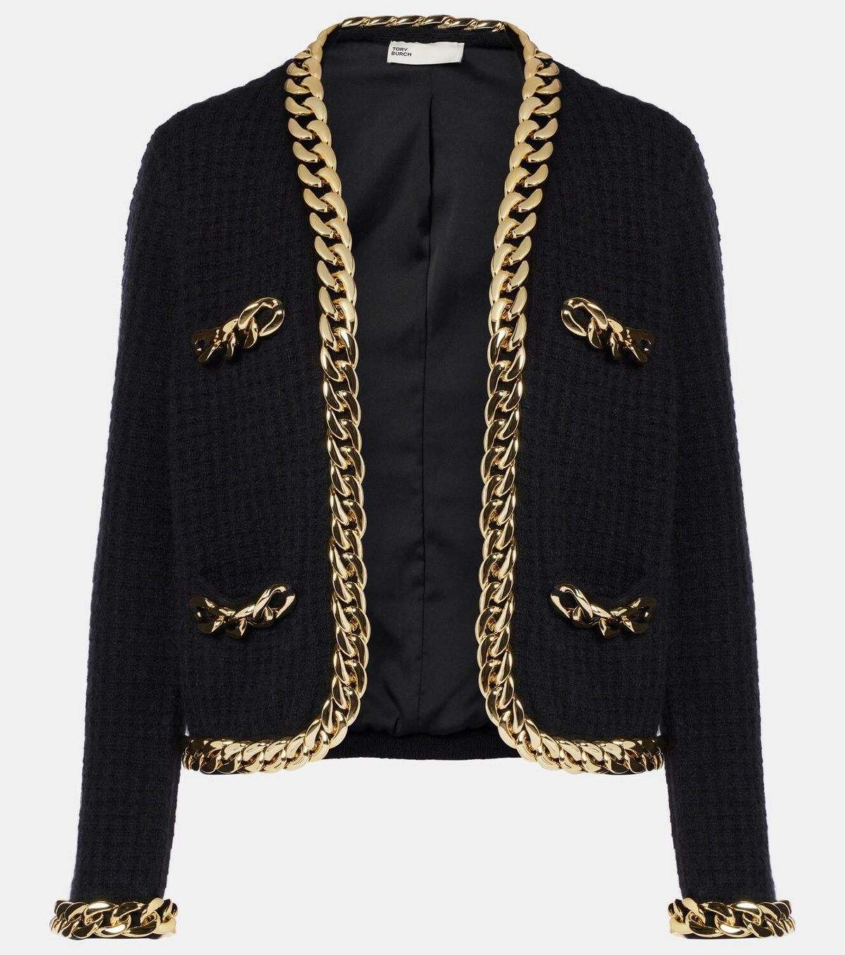 Tory Burch Kendra chain-detail wool-blend cardigan Tory Burch