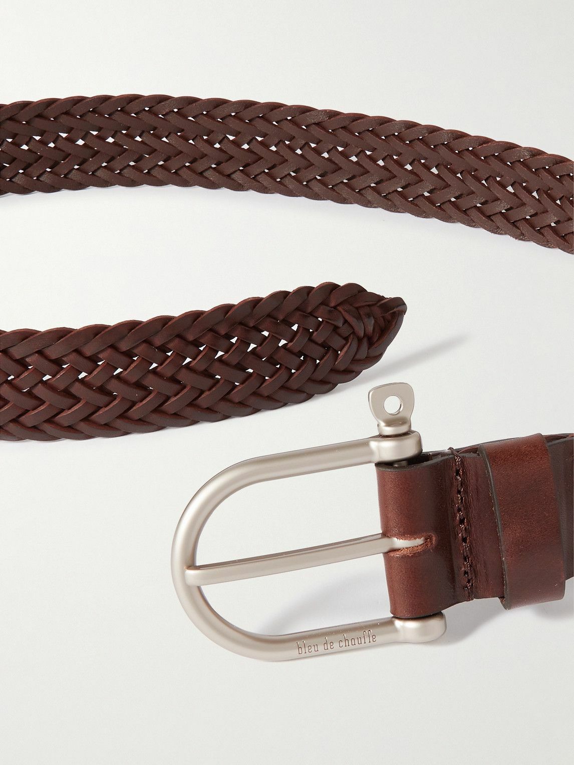 Bleu de Chauffe - 3.5cm Woven Leather Belt - Brown