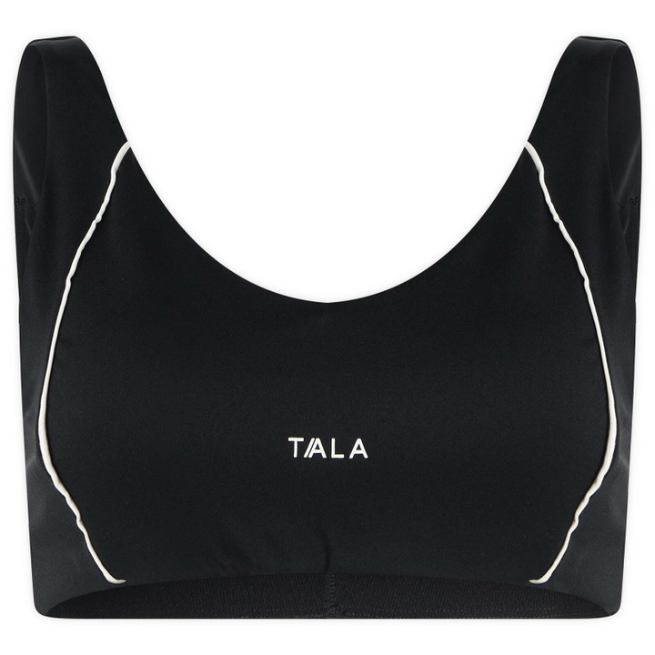 Photo: TALA Women's SkinLuxe Contrast Piping Sports Bra in Shadow Black
