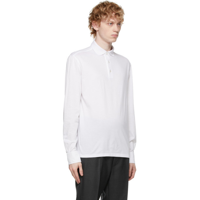 Ermenegildo Zegna White Cotton Long Sleeve Polo
