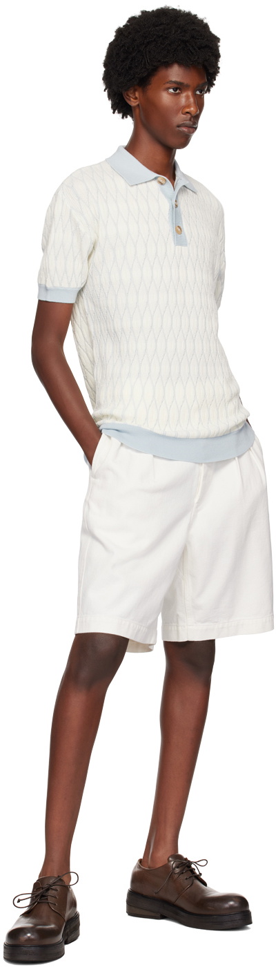 King & Tuckfield Blue & White Pattern Polo