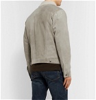 TOM FORD - Shearling-Trimmed Suede Jacket - Gray