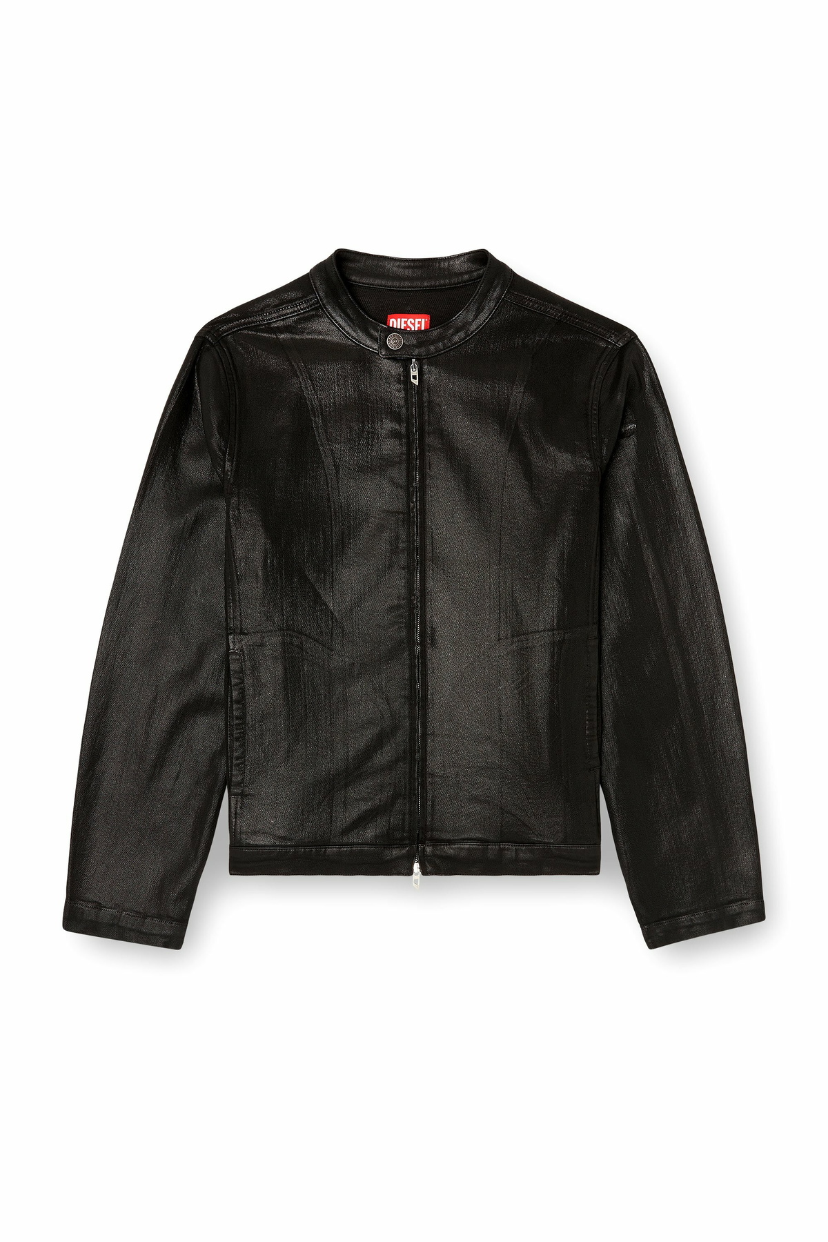 Diesel Moto jacket in shiny coated Jogg Jeans - Denim Jackets Mens in Black