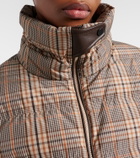Brunello Cucinelli Checked leather-trimmed down jacket