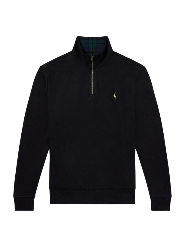 Photo: Polo Ralph Lauren - Logo-Embroidered Cotton-Blend Half-Zip Sweatshirt - Black