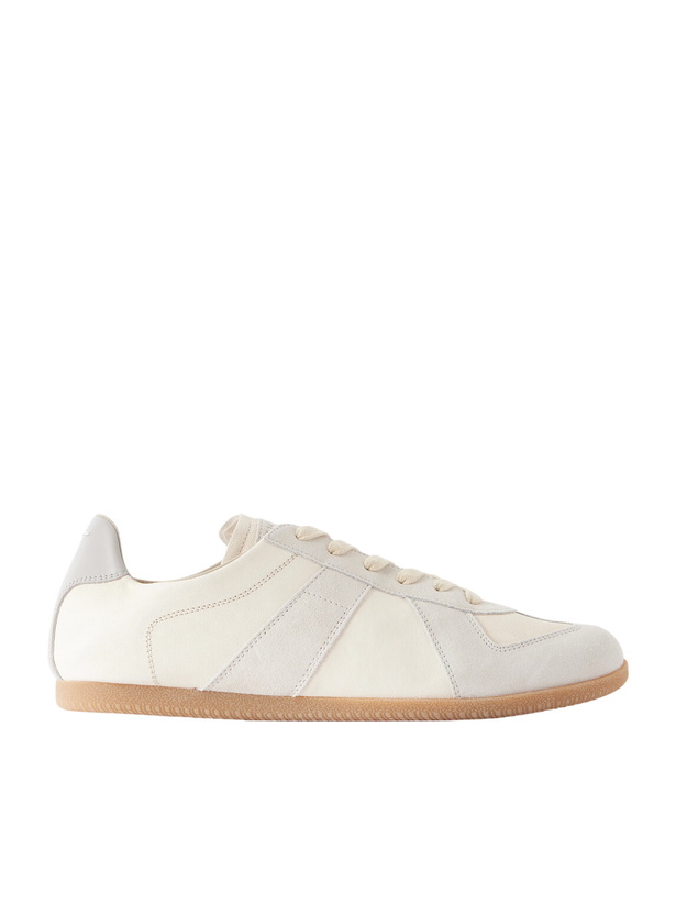 Photo: Maison Margiela - Replica Suede-Trimmed Leather Sneakers - Neutrals
