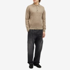 Auralee Men's Kid Mohair Polo in Gray Beige