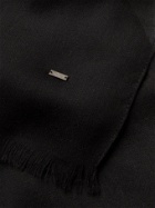 SAINT LAURENT - Logo-Detailed Wool Scarf - Black