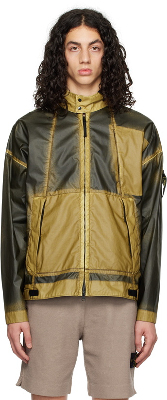 Photo: Stone Island Khaki & Gray Hand-Sprayed Jacket