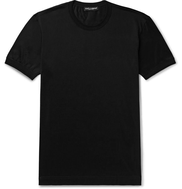 Photo: Dolce & Gabbana - Silk-Jersey T-Shirt - Black