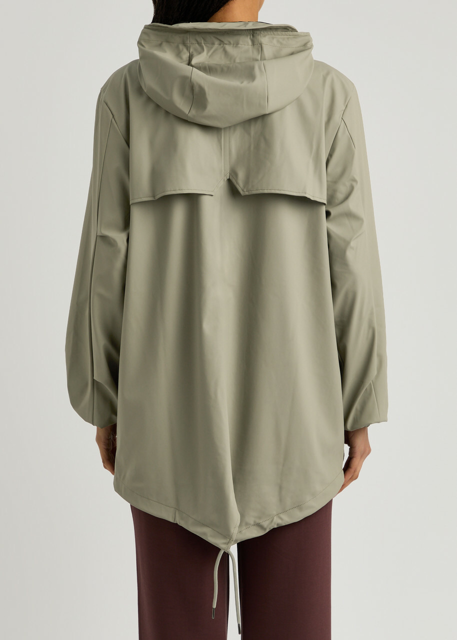 Rains Fishtail Hooded Rubberised Parka Sage