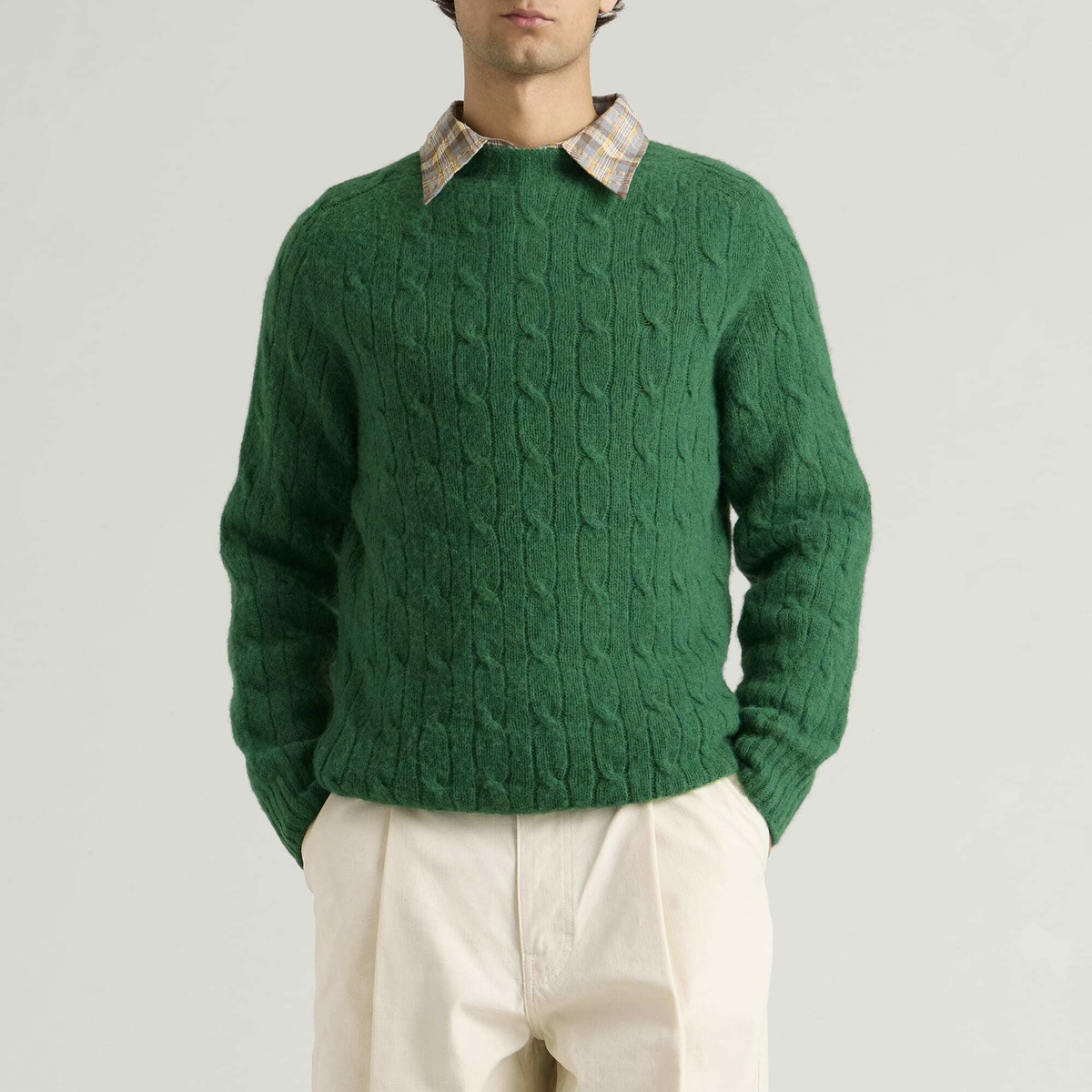 Barbour Men's Scottish Made Cable Crew in Sycamore