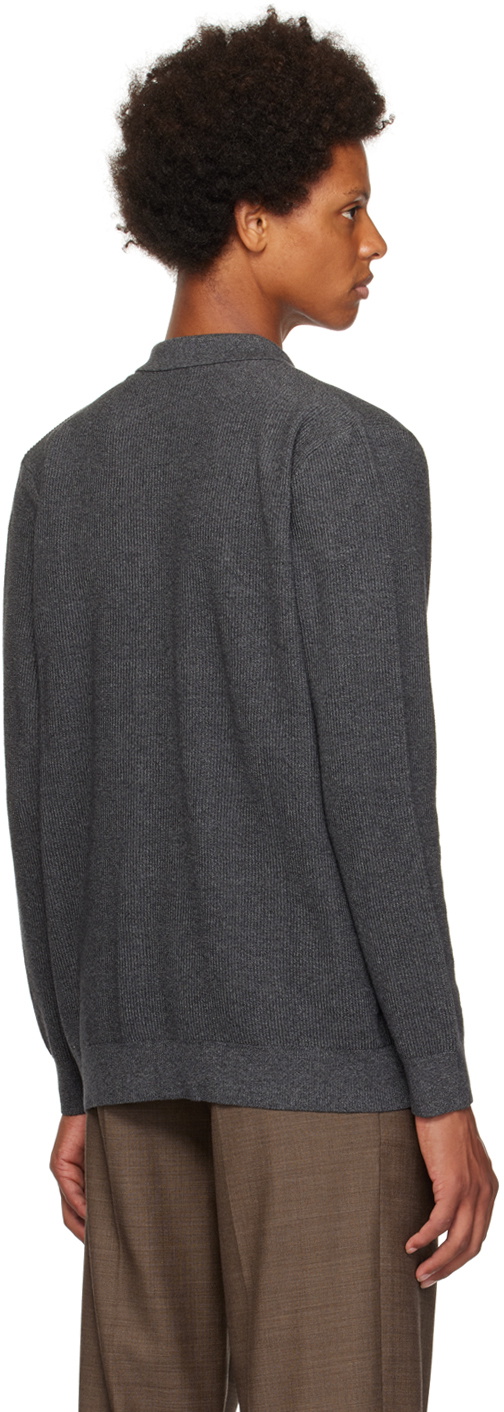 Sunspel Grey Spread Collar Cardigan Sunspel