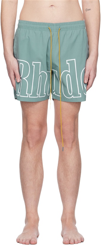 Photo: Rhude Green Printed Swim Shorts