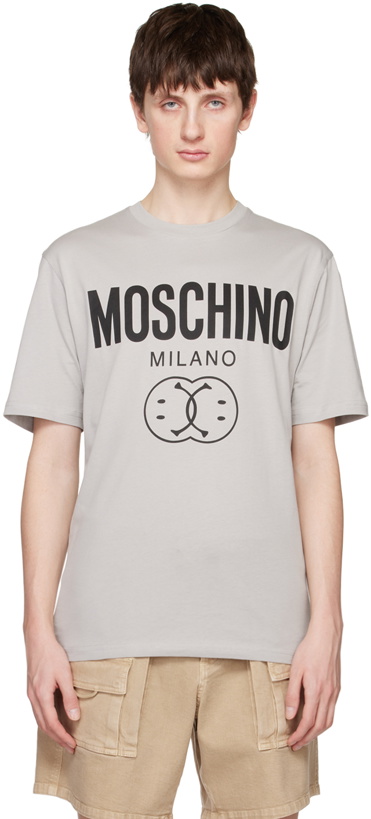 Photo: Moschino Gray Double Smiley T-Shirt
