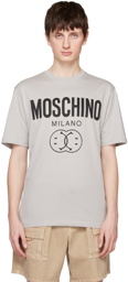 Moschino Gray Double Smiley T-Shirt
