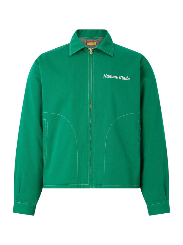 Photo: Human Made - Logo-Embroidered Cotton-Twill Jacket - Green