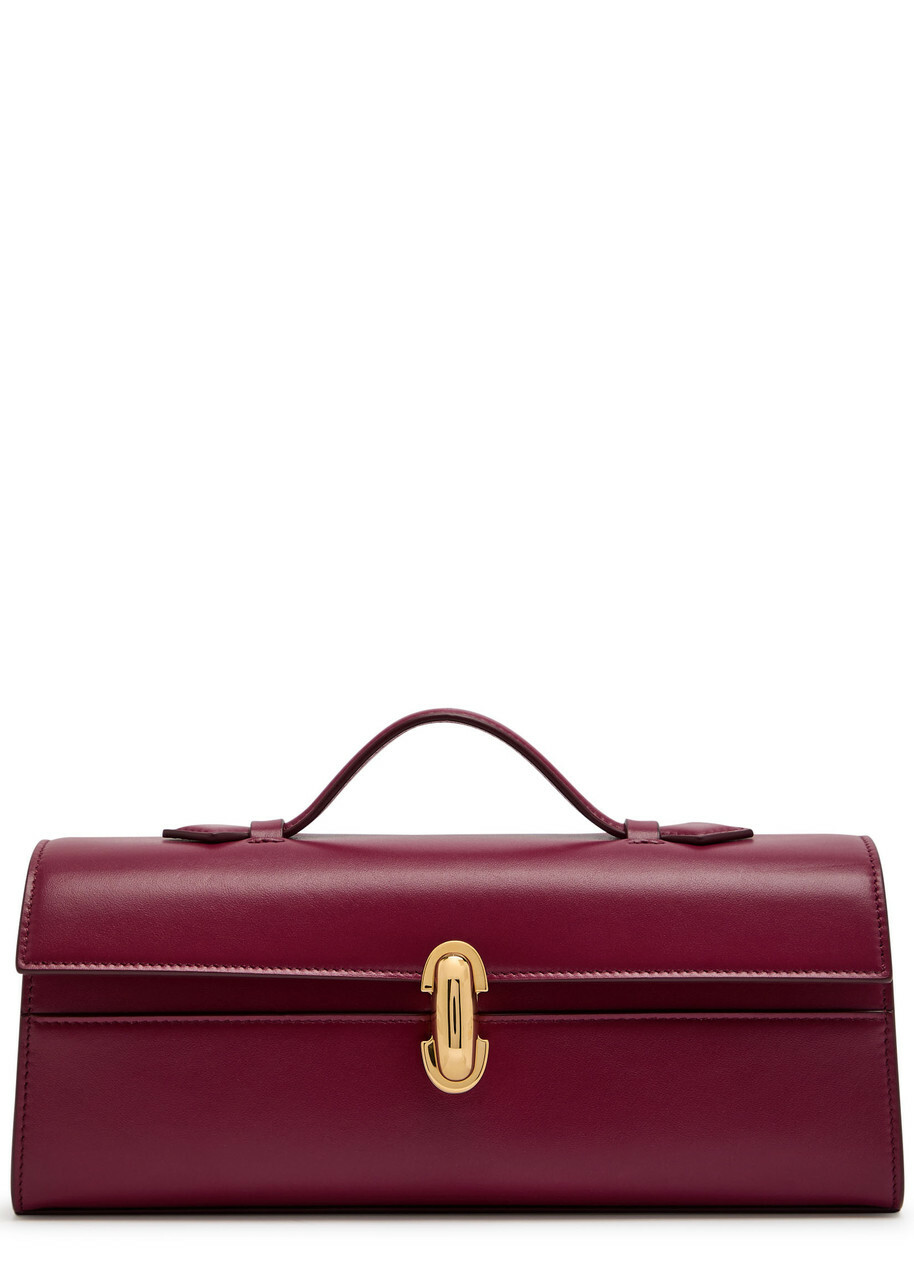 Savette Symmetry Slim Leather Pochette - Plum - One Size