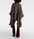 Etro Wool-blend tweed poncho