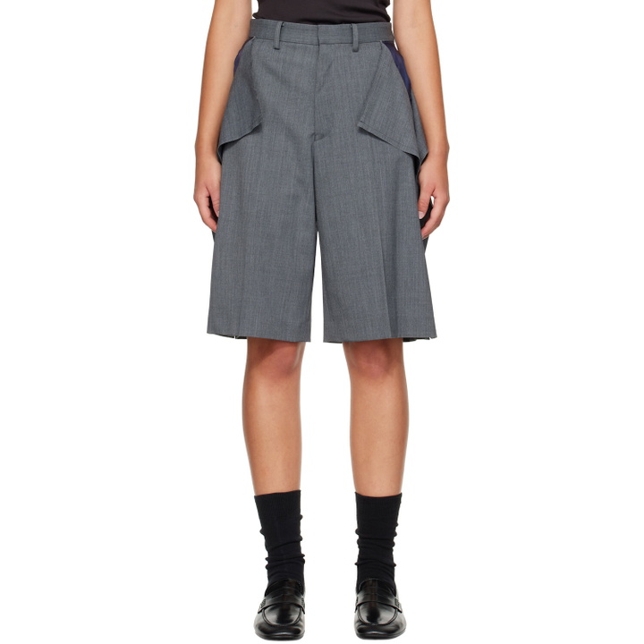 Photo: UNDERCOVER Gray UP2F1505 Long Panel Shorts