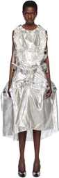Junya Watanabe Silver Polyester Glitter Organdy Midi Dress
