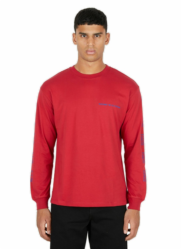 Photo: Logo Print Long Sleeve T-Shirt in Red