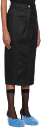 Dries Van Noten Black Paneled Denim Midi Skirt