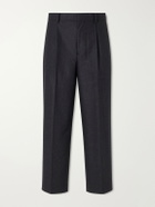 ATON - Pleated Straight-Leg Merino Wool Suit Trousers - Gray