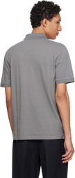 Hugo Gray Cotton Piqué Logo Polo