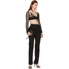 Alexander Wang Black Bolo Tie Long Sleeve Bra Top