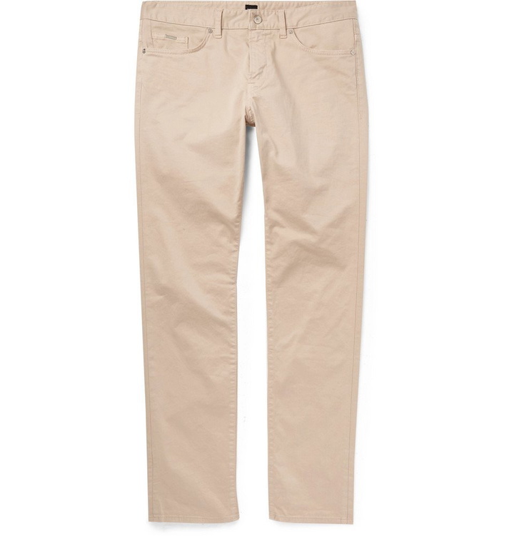 Photo: Hugo Boss - Delaware Slim-Fit Stretch-Cotton Twill Trousers - Men - Sand