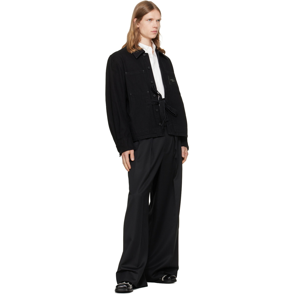 Simone Rocha Black Peeling Waist Wide Leg Trousers