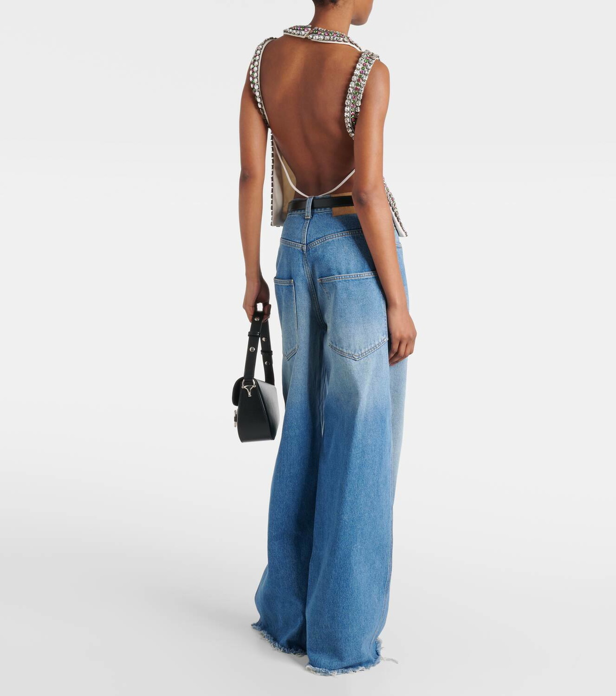 Gucci Embellished silk and wool crêpe top Gucci