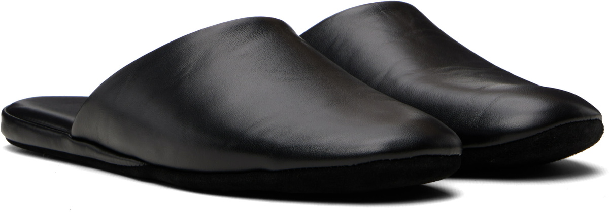 BOSS Black Leather Slippers