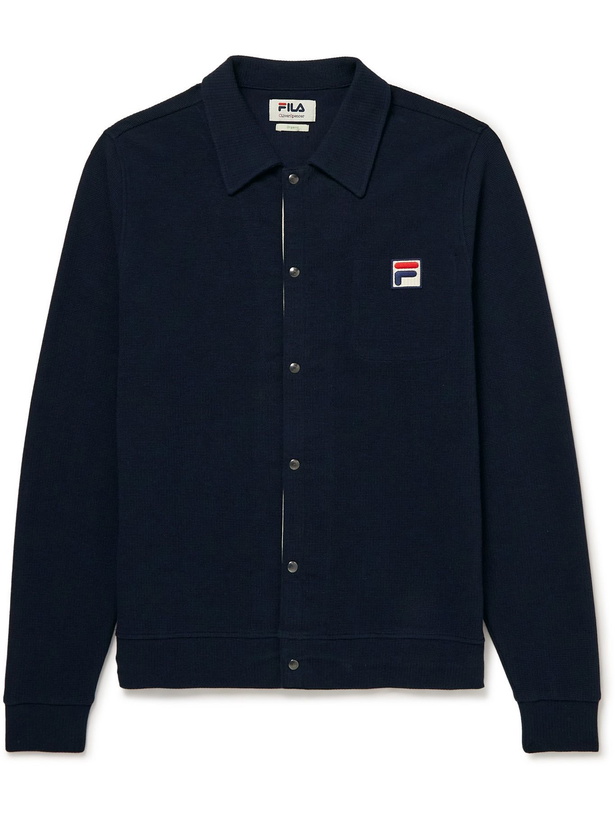 Photo: Oliver Spencer - FILA Franklin Waffle-Knit Cotton-Jersey Jacket - Blue