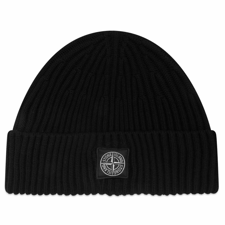Photo: Stone Island Men's Full Rib RWS Wool Beanie in Black 