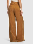 ALBERTA FERRETTI High Rise Washed Twill Wide Pants