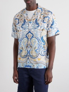 Orlebar Brown - Maitan Camp-Collar Printed Silk-Satin Shirt - Blue