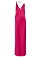 Anna October Justina Open-back Satin Maxi Dress Dark Red