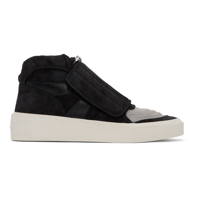 Photo: Fear of God Black and Grey Skate Mid Sneakers