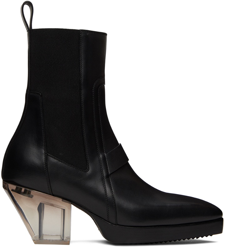 Photo: Rick Owens Black Heeled Silver Chelsea Boots