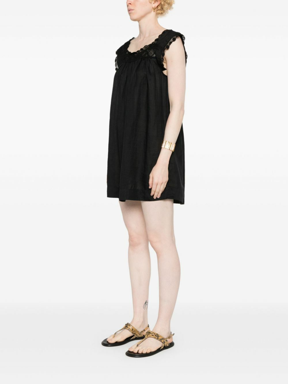 DEN Black Almadia Ramie Mini Dress DEN DEN Black Almadia Ramie Mini Dress DEN