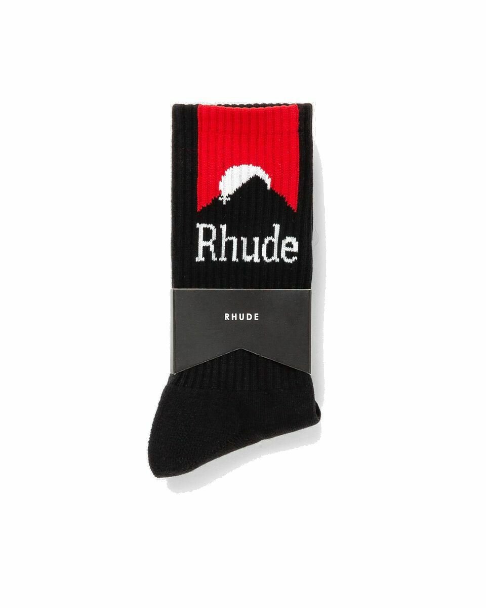 Photo: Rhude Moonlight Sport Sock Black/Red - Mens - Socks
